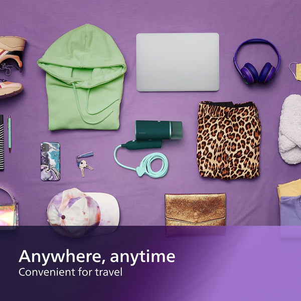 Philips 3000 Series Handheld Steamer, 1000W, 20 g/min Steam, Kills Germs, Detachable 100ml Water Tank, Compact + Foldable, Plastic Plate, Blue (STH3000/26)