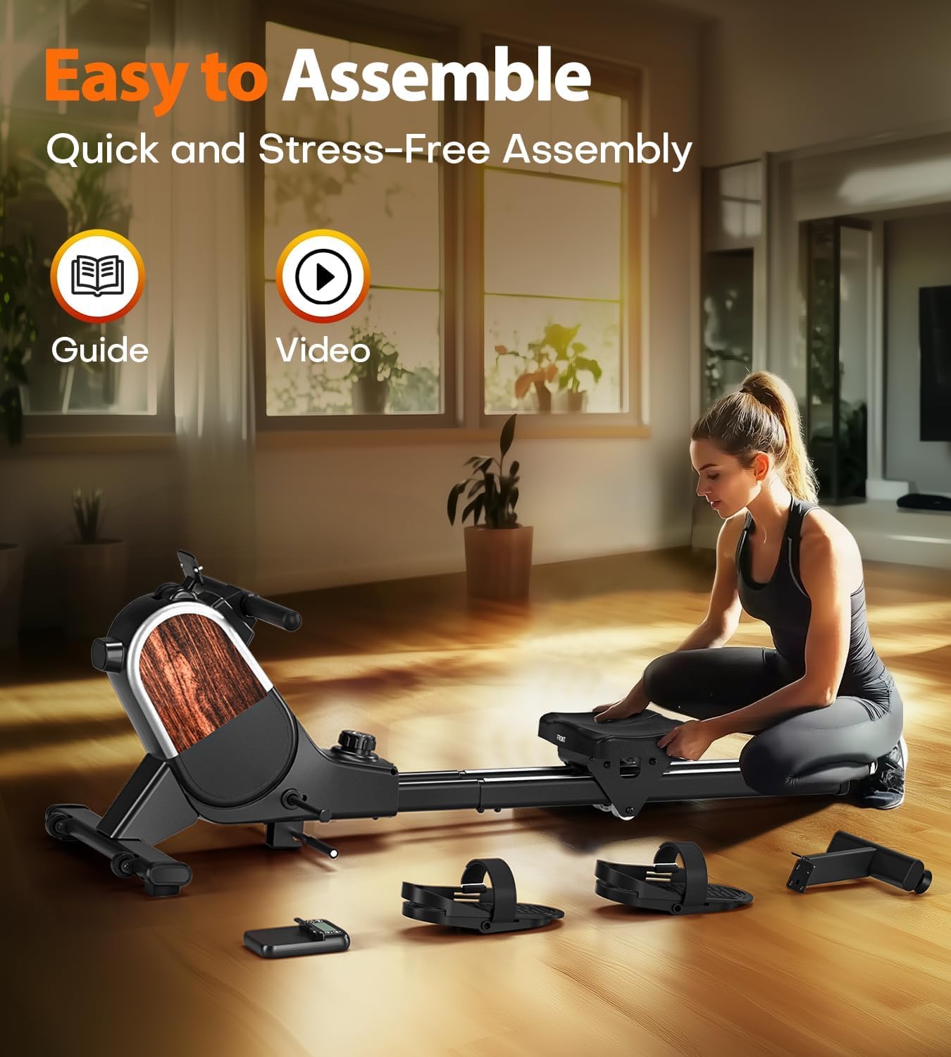 Rowing Machine（2025）, CHAOKE Magnetic Rowing Machines for Home 350 LB Weight Capacity, 16 Levels Resistance Row Machine with Dual Slide Rail Space-Saving Vertical Storage, Easy Assembly