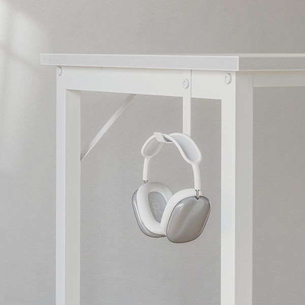 CubiCubi Computer Desk with Monitor Stand and Storage Shelves, 120cm Home Office Desk Study Writing Table, White