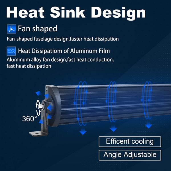 RIGIDON Straight Thin Slim Led Light Bar 22 inch 270W with 12V Wiring Harness Cable Kit, Fog Light for Car Off Road Truck ATV 4x4, Flood Spot Combo Beam, Waterproof Driving Work Lamp, 6000K White