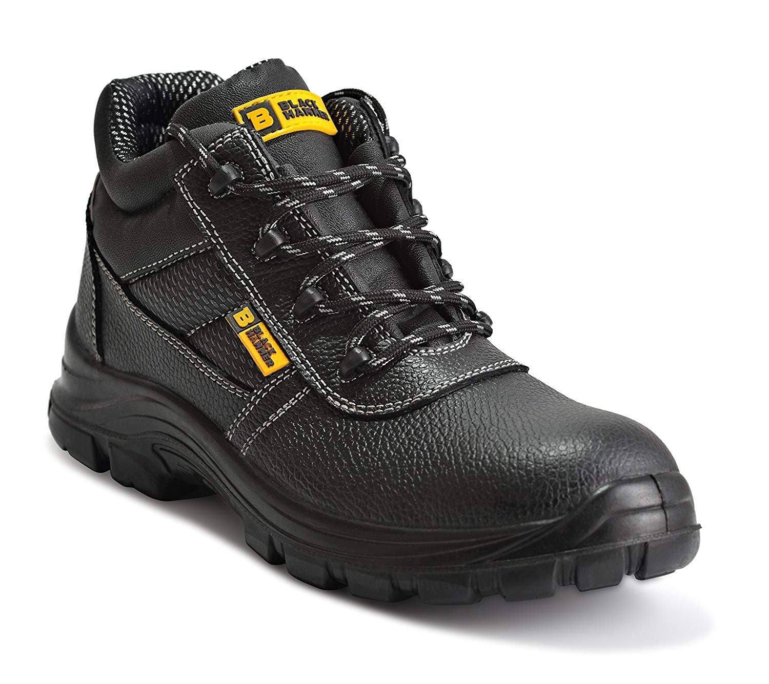 Black Hammer Comfortable Waterproof Steel Toe Caps Safety Boots Lightweight, Durable, Non-Slip Work Shoes for Work & Outdoor Activities 1007