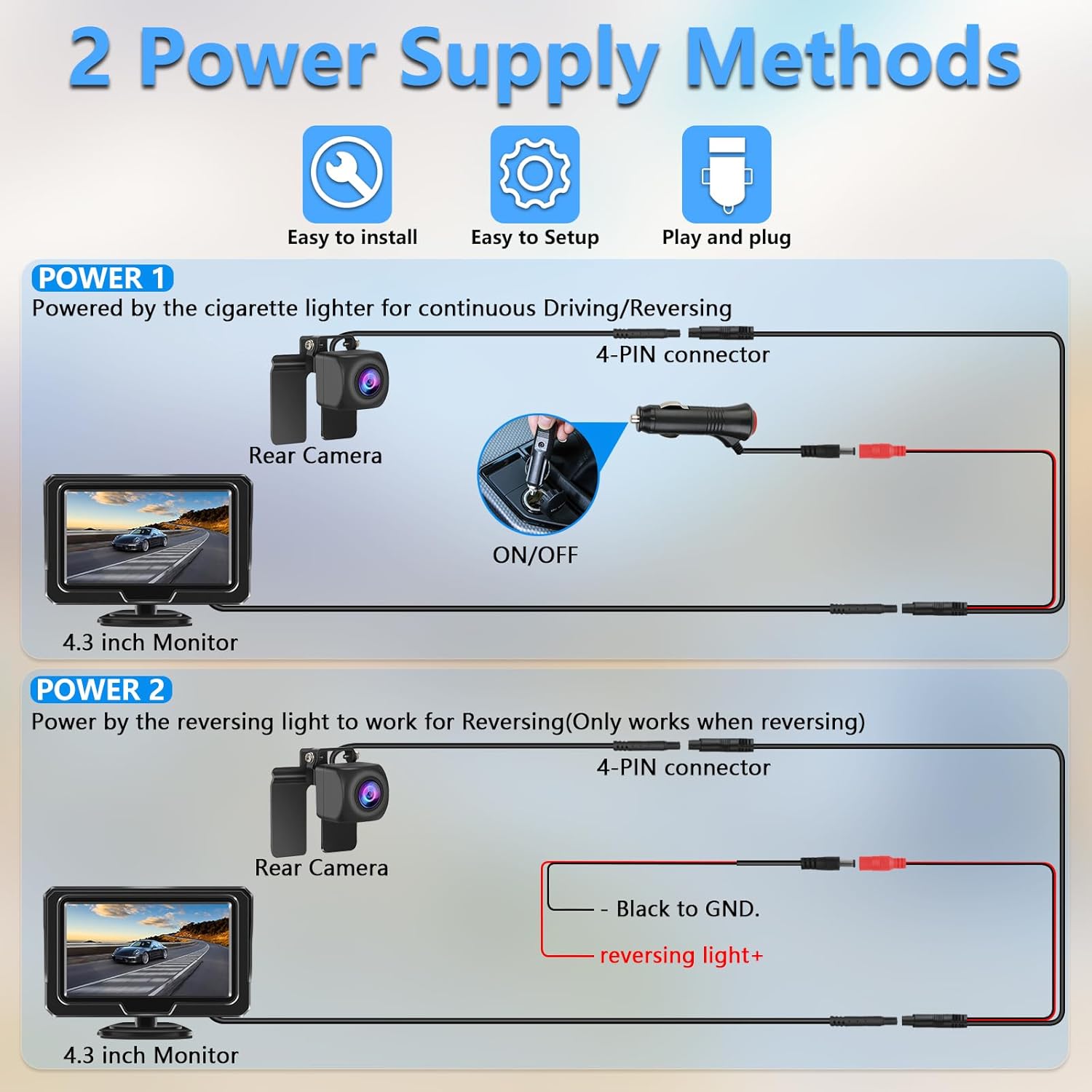 【2025 Upgrade】Reversing Camera Kit AHD 1080P Reverse Camera Kit Rear View Camera with 4.3'' LCD Monitor Reverse Camera for Van,Car,Truck,Pickup,SUV Waterproof Night Vision DIY Parking Guide Lines