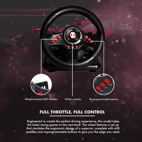 Numskull Next-Gen Pro Racing Wheel with Pedals and Shifter - Compatible with Xbox Series X|S, Xbox One, PS4, Nintendo Switch and PC - Realistic Steering Wheel Controller Accessory