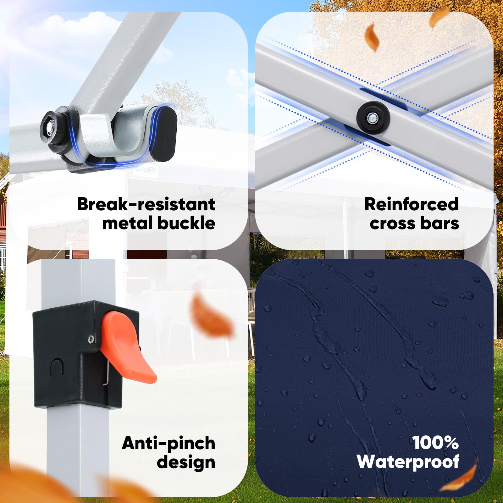 Quictent Pop Up Canopy Gazebo with Removable Sidewalls, Adjustable Height Event Shelter, 3x3m (10x10ft) Portable Tent for Garden Party, Camping, White