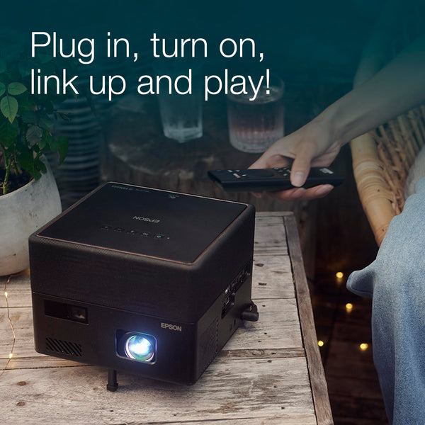 Epson EF-22N Mini Smart 3LCD Projector with Pan & Tilt Stand, Full HD,1000 Lumens,150 Inch Display with HDR, Google TV, Dolby Atmos Sound, Gaming & Home Cinema Laser Projector - Metallic Midnight Blue