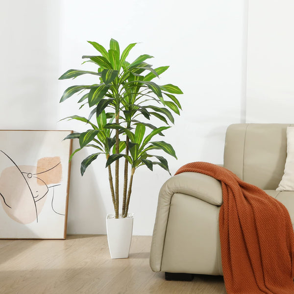 Fopamtri Artificial Dracaena Tree Decorative Plant 120 cm Artificial Plants Indoor with 74 Leaves, Tropical Fake Plant in Pot for House Bedroom Office