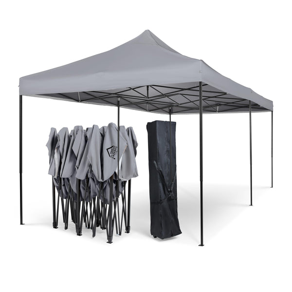 All Seasons Gazebos 3M x 6M Waterproof Gazebo Party Tent with Rustproof Frame and Wheeled Carry Bag (Metallic Grey)