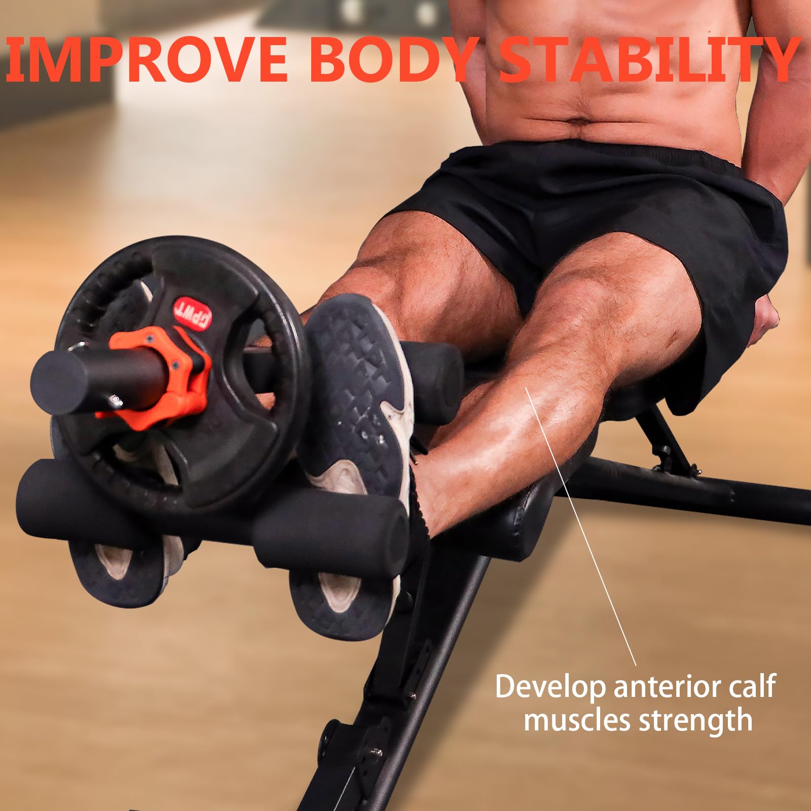 Fitarc Tib Bar, Tibialis Trainer, Tibia Dorsi Calf Raise Machine, Knees Over Toes Equipment for Strengthening Calves/Shins/Ankles, Black, Fits 1"