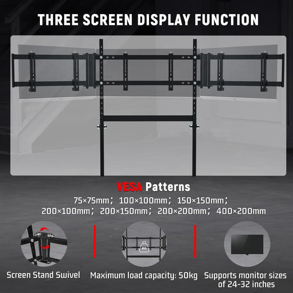 Dardoo Racing Simulator Cockpit with Triple Monitor Stand and Red Seat Fit for Logitech/Thrustmaster/Fanatec T500RS TX G29 G920 G923 CSL-DD, No Steering Wheel,Pedal,Handbrake