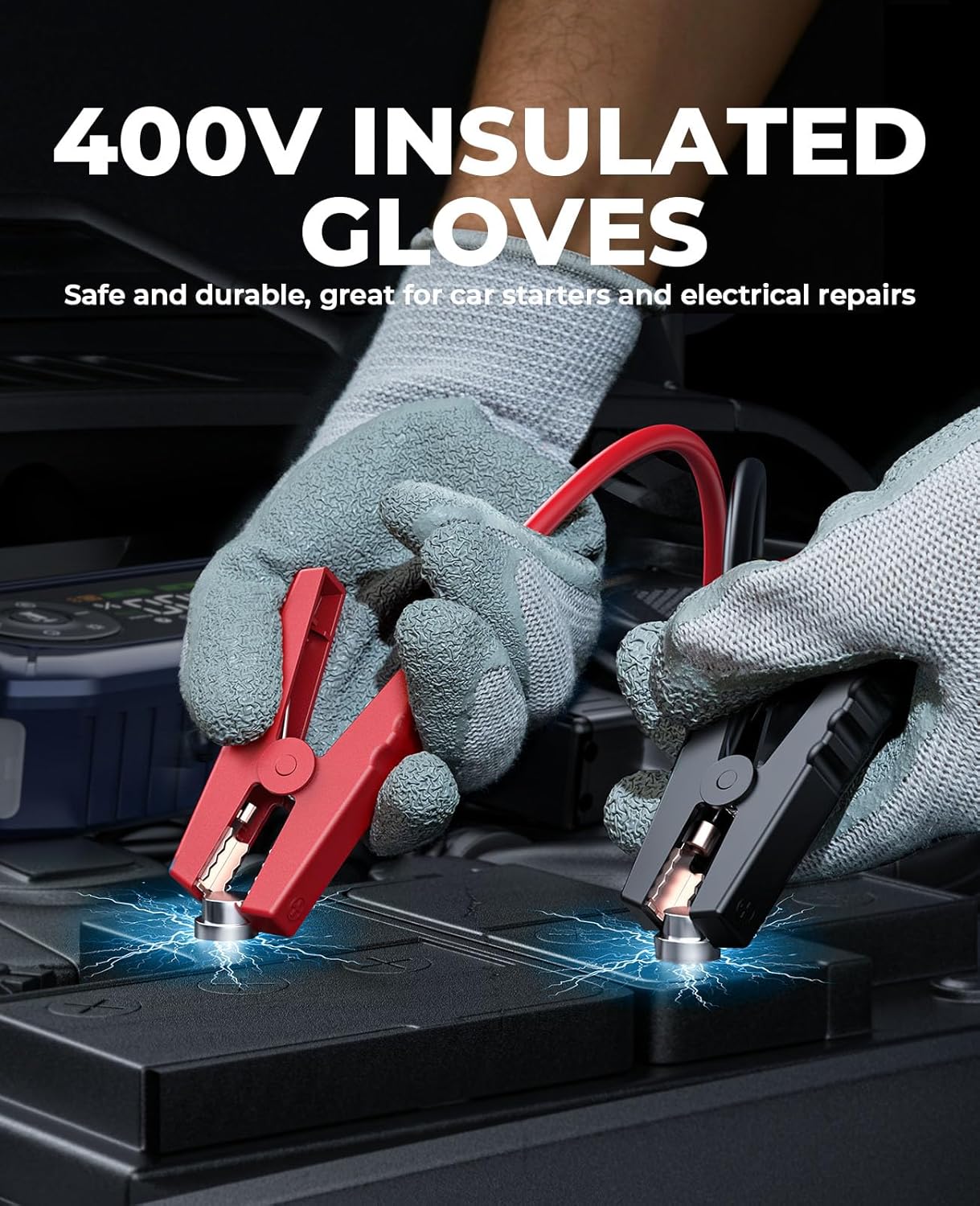 9-in-1Jump Starter Power Pack 4500A with 150PSI Air Compressor, YaberAuto Car Battery Booster Jump Starter for 9L Gas/8L Diesel, Car Starter Power Bank with Jump leads, Gloves, Lights