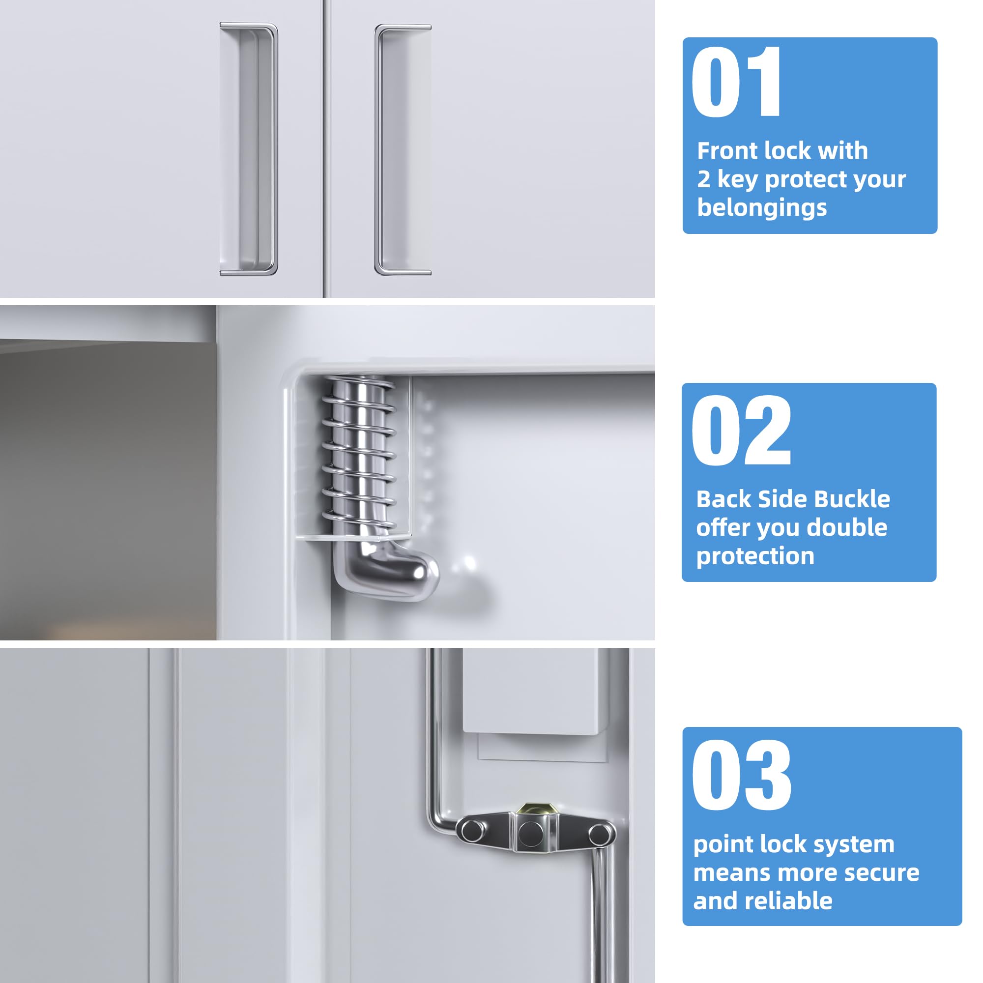 Metal Storage Cabinet with 2 Door and 3 Adjustable Shelves,140X80x40CM Steel Cabinet for Warehouse,Garage,Home,Office,Easy Assemble Required(Black/White)