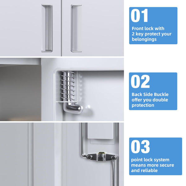 Metal Storage Cabinet with 2 Door and 3 Adjustable Shelves,140X80x40CM Steel Cabinet for Warehouse,Garage,Home,Office,Easy Assemble Required(Black/White)