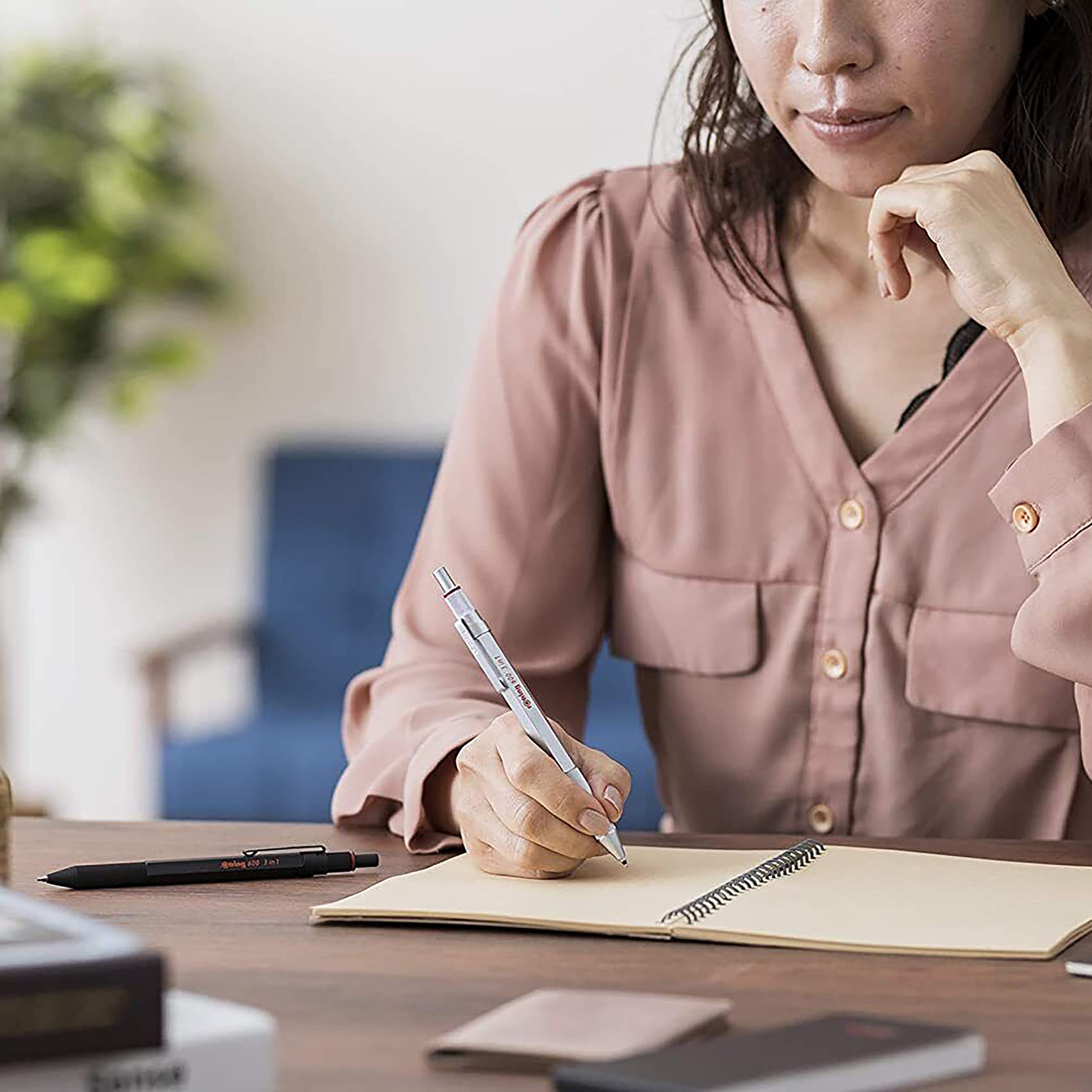 rOtring 600 3-in-1 Multicolour Pen and Mechanical Pencil | Black & Red Ballpoint Pen Tips | 1 Mechanical Pencil Tip (0.5mm) | Silver Barrel