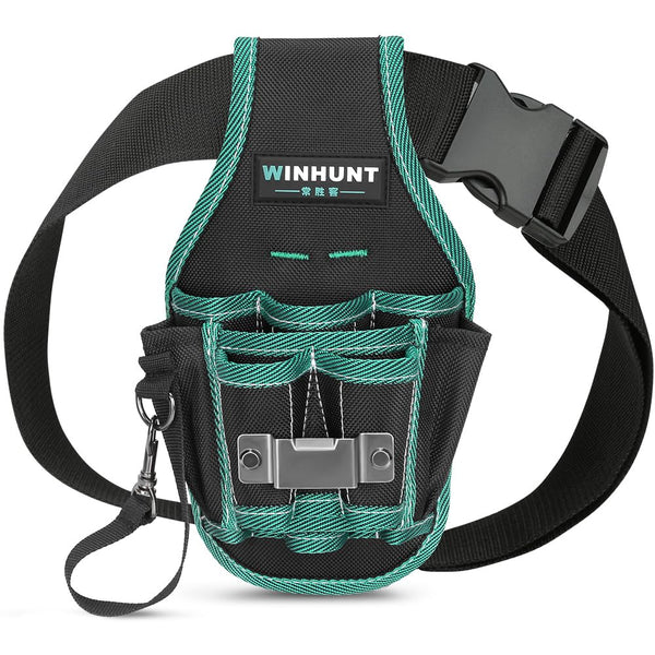 WINHUNT Tool Belt Pouch, Electrician Pouch 18 Pocket with Adjustable Nylon Belt 15x4x22cm Black (18 Pockets)