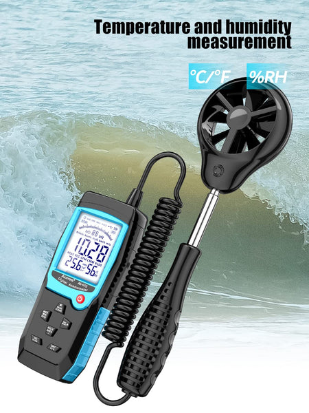 Aicevoos H12 Digital Anemometer Handheld Wind Speed Meter with Extended Wind Sensor, Measures Wind Speed Wind Flow Temperature and Humidity CFM Air