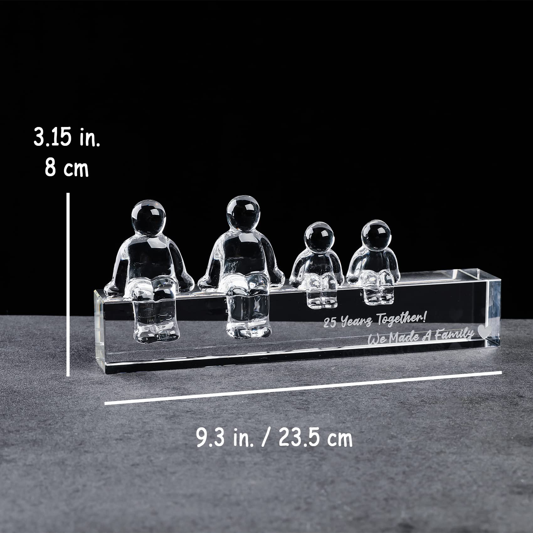 Movdyka Crystal Silver 25th Wedding Gifts on Anniversary for Her Wife, 25 Years Together We Made A Family Glass Ornament Keepsake for Parents (2