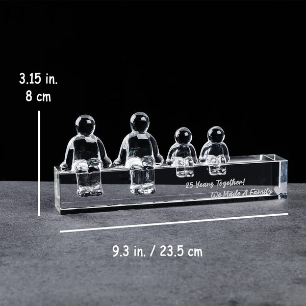 Movdyka Crystal Silver 25th Wedding Gifts on Anniversary for Her Wife, 25 Years Together We Made A Family Glass Ornament Keepsake for Parents (2