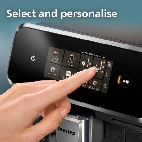 PHILIPS 5400 Series Bean to Cup Coffee Machine – 12 Coffee Varieties, LatteGo Milk Frother, Fastest-to-Clean, Ceramic Grinder, Fully Automatic Espresso & Cappuccino maker – Black, Silver (EP5446/70)