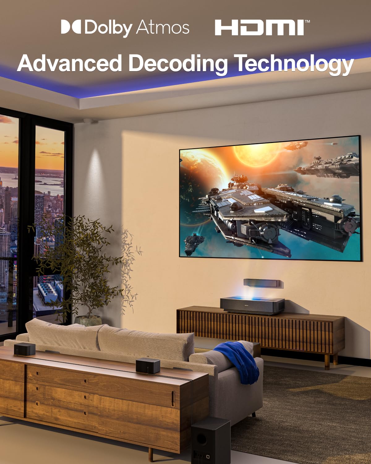 ULTIMEA 4.1ch Sound Bar for Smart TV with Subwoofer, App, Peak Power 200W, 2-in-1 Detachable Bluetooth 5.3 Soundbar, Bass Adjustable, 3 EQ Modes TV Sound Bar, ARC/Optical/Aux, Apollo S50 2025 Version