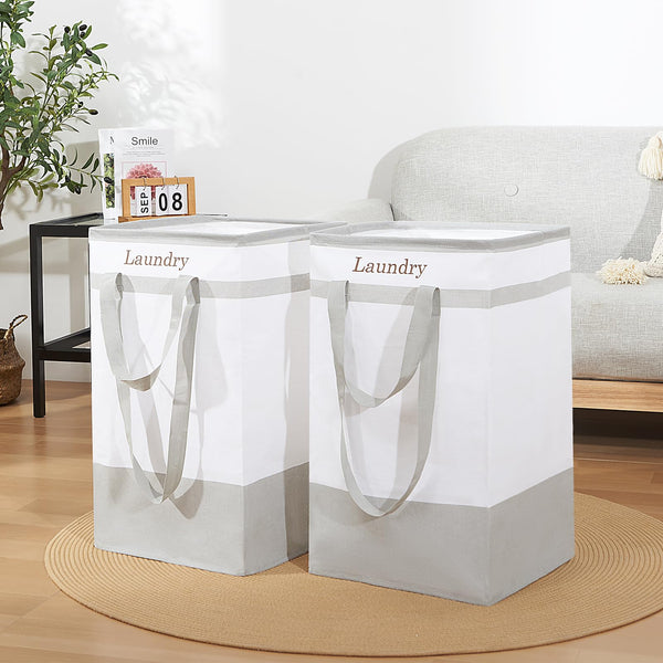 ROSOS Collapsible Foldable Hamper - Extended Double Handle, 80 L Laundry Basket for Bedroom Bathroom Dorm Storage - 1 Pack, Black