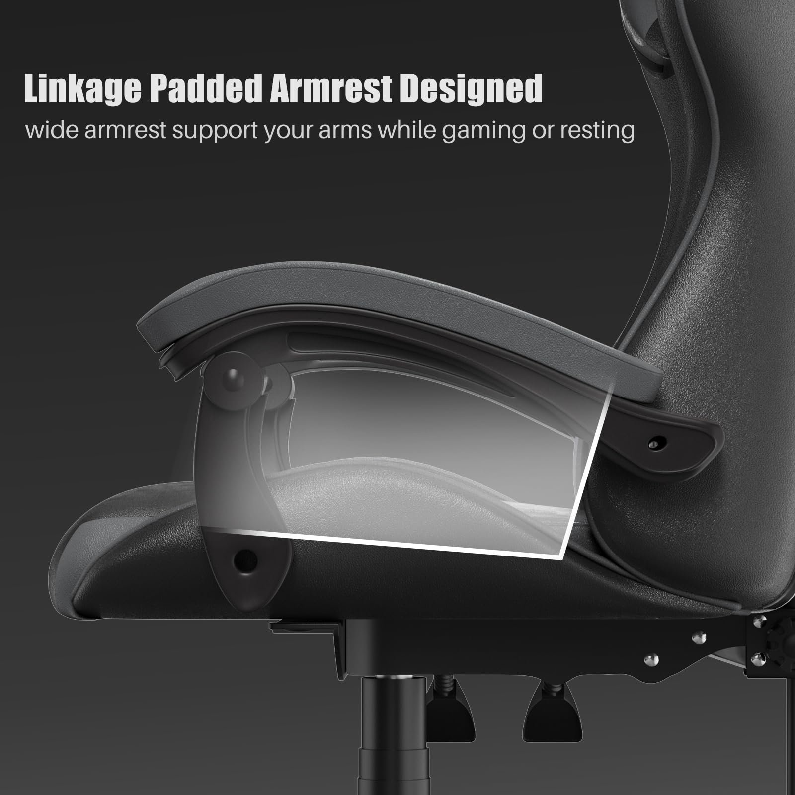 bigzzia Ergonomic Gaming Chair - Gamer Chairs with Lumbar Cushion + Headrest, Height-Adjustable Office & Computer Chair for Adults (without footrest, White)