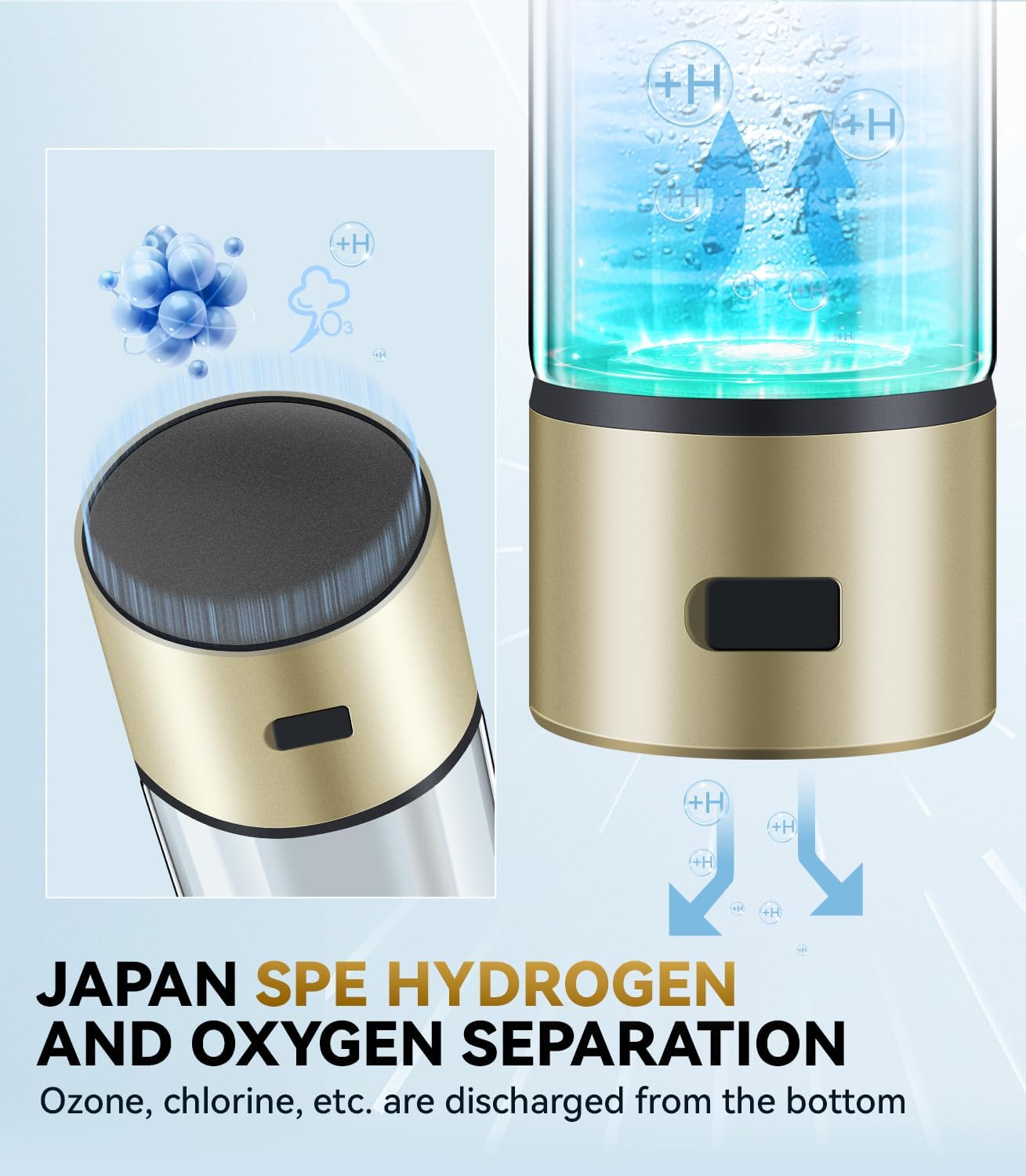 Upgrade 3-in-1 Hydrogen Water Bottle Generator - Industry TOP - 24-Hour Hydrogen Lock | 0 Chlorine & 0 Ozone | 100% Leak-Proof Seal, Hydrogen Water Bottle Generator