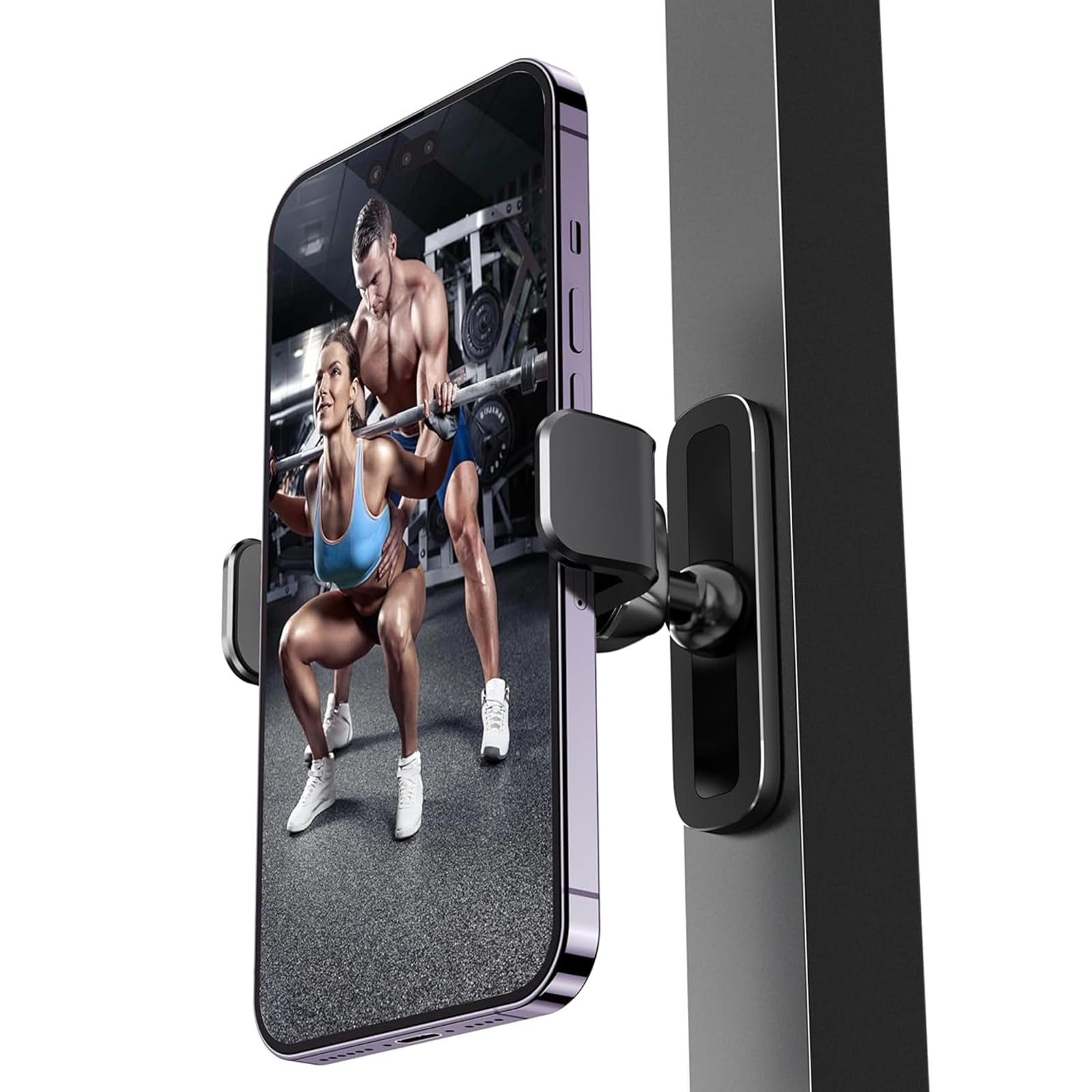 APPS2Car Magnetic Mount for GYM, 360 Adjustable Magnetic Phone golf Mount, Magnet Phone Holder Compatible with 4.7-6.5" Smartphones, Alloy Base and Joint, Black Cradle