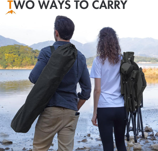 Portal Folding Camping Chair for Adults High Back Heavy Duty 180KG Load Foldable Garden Picnic Festival Collapsible Chair Oversized Hard Armrests Mesh Back Portable for Fishing Beach Patio