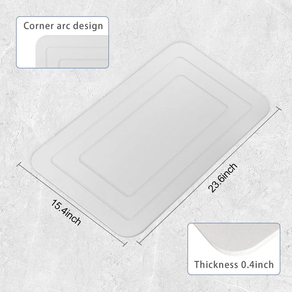 HUMIGA 2 Pack Stone Bath Mat, Diatomaceous Earth Shower Mat, Non-Slip Super Absorbent Quick Drying Bathroom Kitchen Floor Mat (White, 24x15)