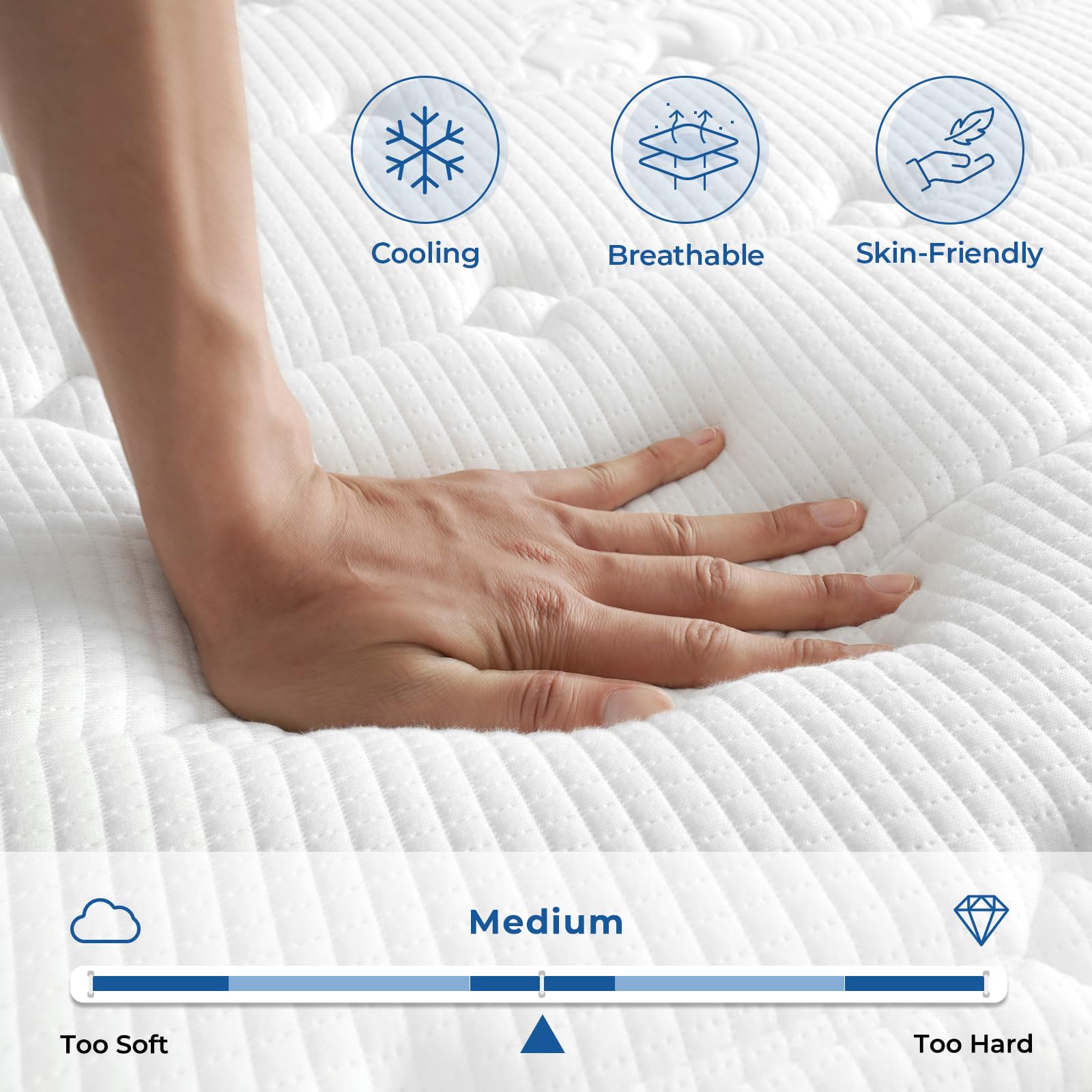 Vesgantti 3FT Single Mattress, 9.6 Inch Pocket Sprung Mattress Single with Breathable Foam and Individually Wrapped Spring - Medium Firm Feel, Modern Box Top Collection