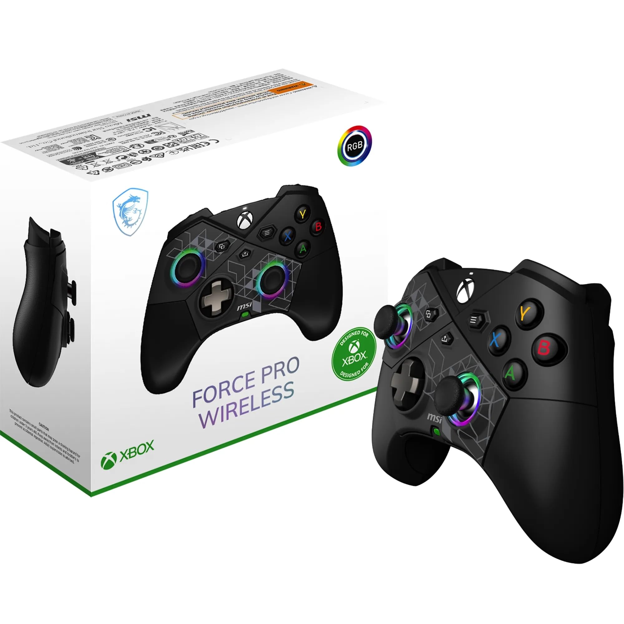 MSI FORCE GC20 V2 WHITE Wired PC Gamepad Controller - Interchangeable D-Pad Covers, Dual Vibration Motors, USB 2.0 - Wired