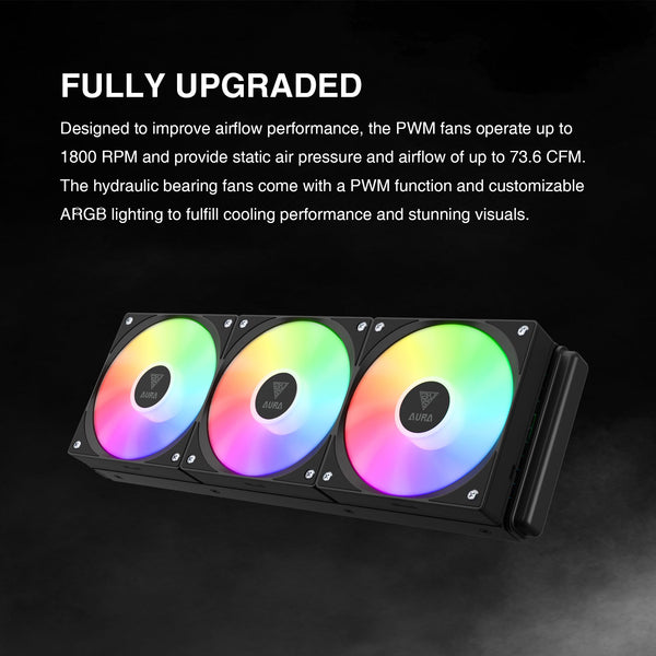 GAMDIAS AURA GL240 V2 AIO, 240mm CPU Liquid Cooler, Easy Cable Routing Design, Rotatable Performance Pump, 2 x 120mm Low-Noise PWM ARGB Fan w/ MB Sync, AMD AM5/AM4；Intel LGA 1851/1700/115x/1200, White