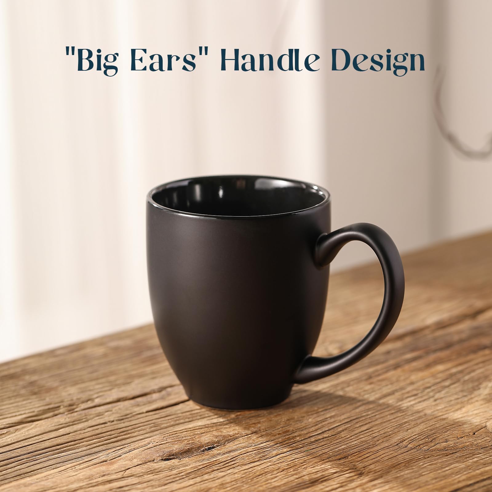 DOWAN 16 OZ Coffee Mug Set of 6, Coffee Mugs with Large Handles for Men, Women, Ceramic Cup for Coffee Tea Cocoa, Easy to Clean & Hold, Mugs for