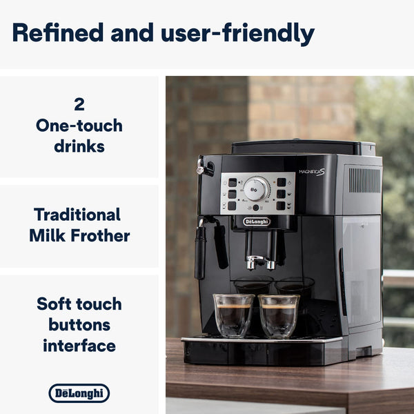 De'Longhi Magnifica Evo Next ECAM312.80.TB, Automatic Coffee Machine With Automatic Milk Frother, Bean To Cup Coffee and Cappuccino Machine with Intuitive Touch Display, Black/Titanium