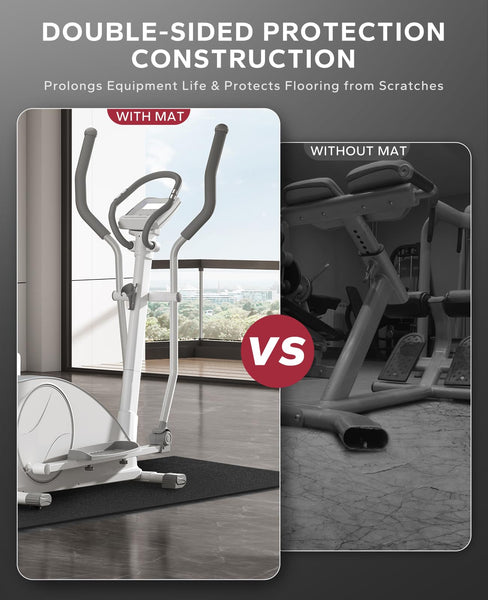 HAPBEAR Exercise Equipment Mat-84" x 36"x1/4" (213 x 92cm?6mm),Treadmill Mat, Exercise Bike Mat, Heavy-Duty Floor Protector, Non-slip, Noise Reduction