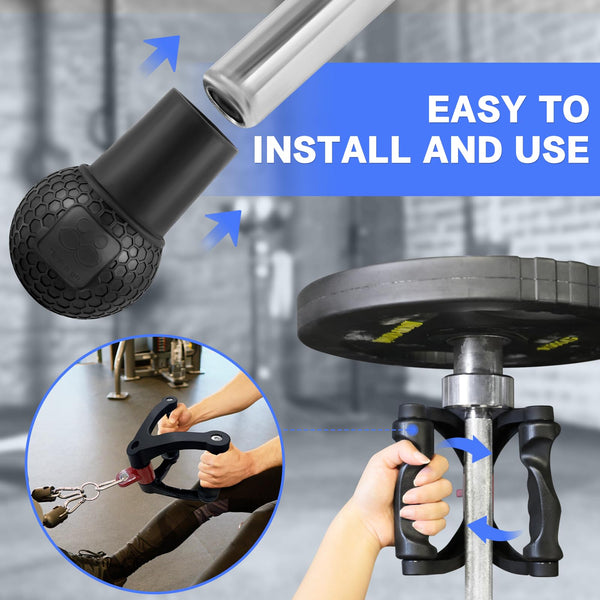 HXD-ERGO Double D Rowing Handle Barbell Attachment Set, Barbell Attachment Base Grips for 2" Olympic Bars, Fitness Pull Up Grip for Biceps and Triceps