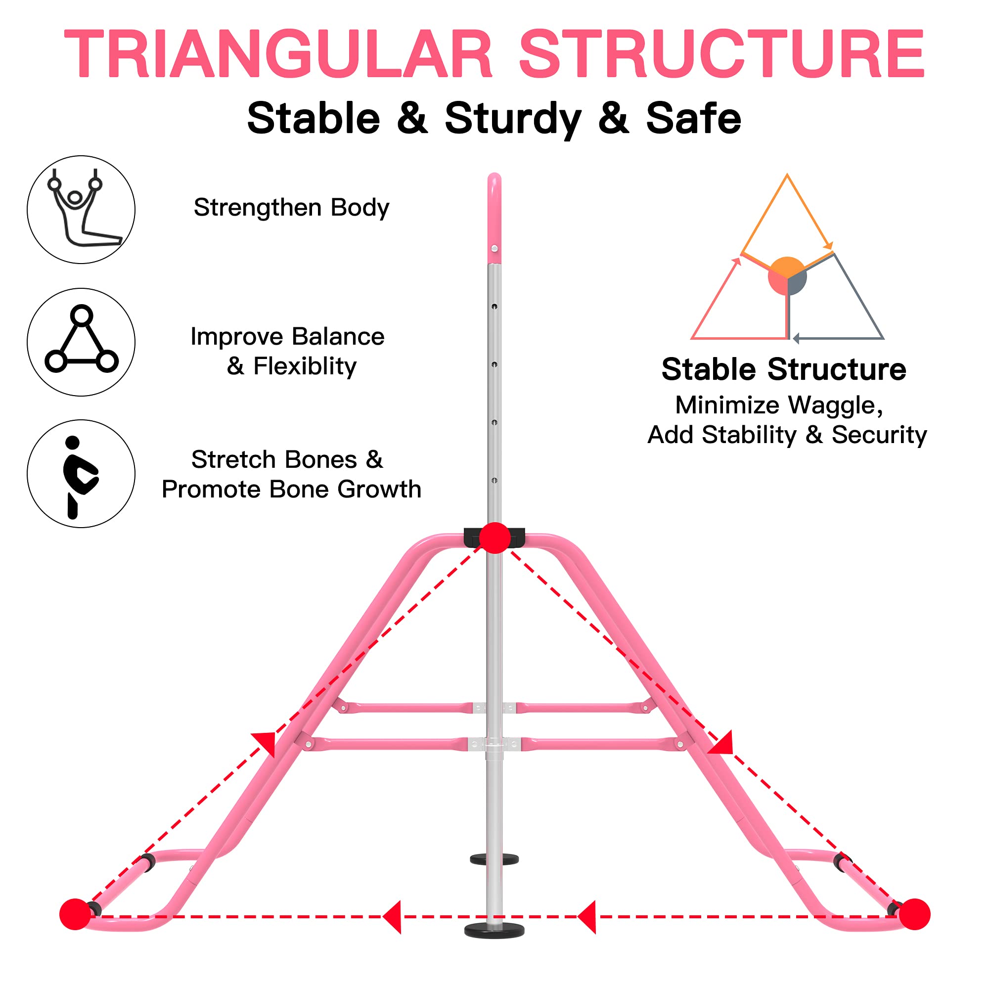 EVERYMILE Gymnastics Bars, Junior Training Kip Bar Gymnastics Equipment for Home,Adjustable Height Folding Horizontal Bar with Gymnastic Rings for Kid