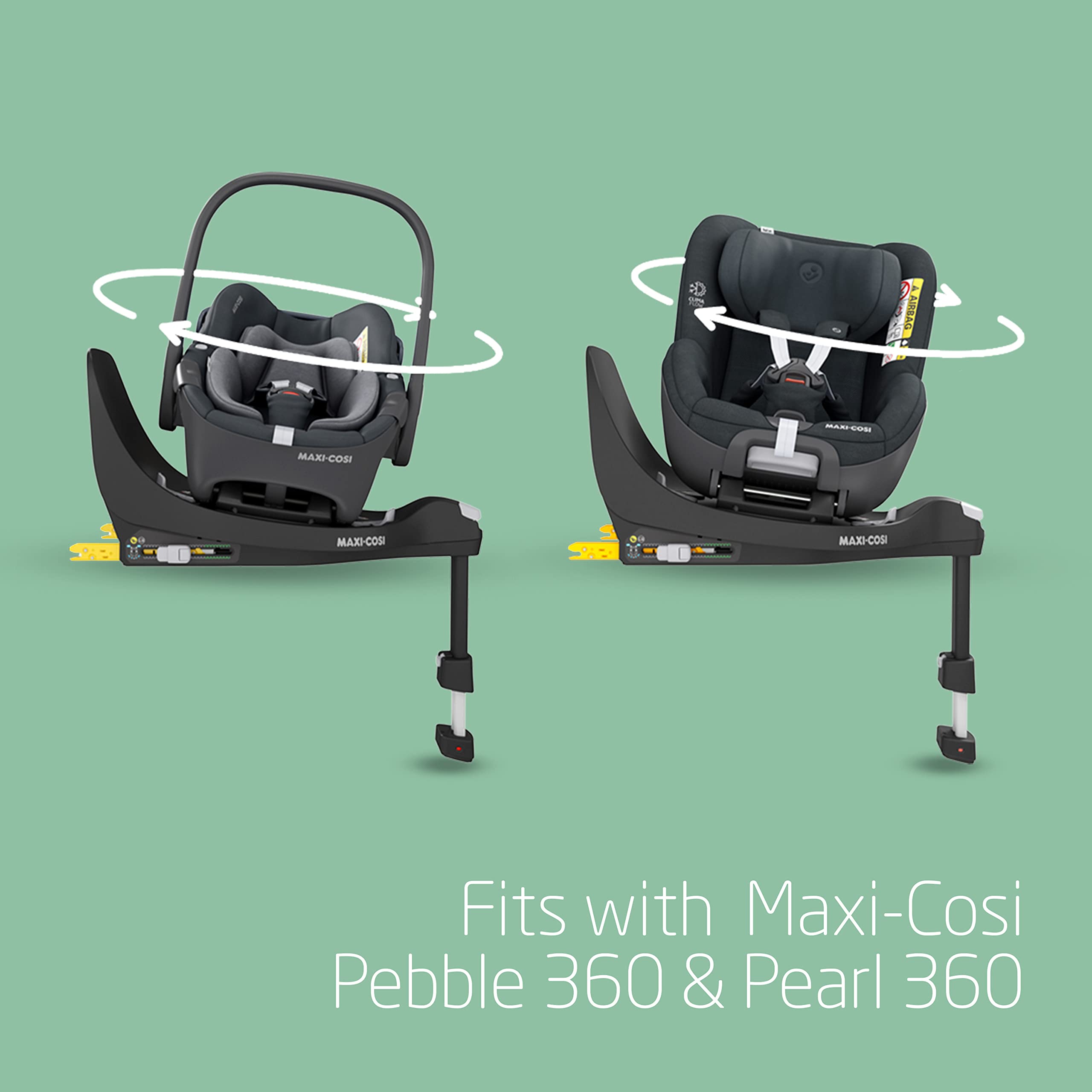 Maxi-Cosi FamilyFix 360 i-Size Base, Rotating Car Seat System, 360 Swivel ISOFIX Base, 0-4 Years (40-105 cm), One-Hand FlexiSpin Rotation, TravelSafe Rotation Control, Click & Go, Black