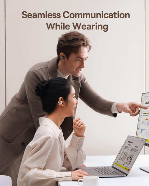 Baseus Bowie MC1 Open-Ear Headphones – Lightweight Bluetooth Air Clip with 40H Battery Life & Bass Ai HiFi Sound Quality & Bluetooth 5.4, (5.2g) with IP57 for Sports & Travel - White