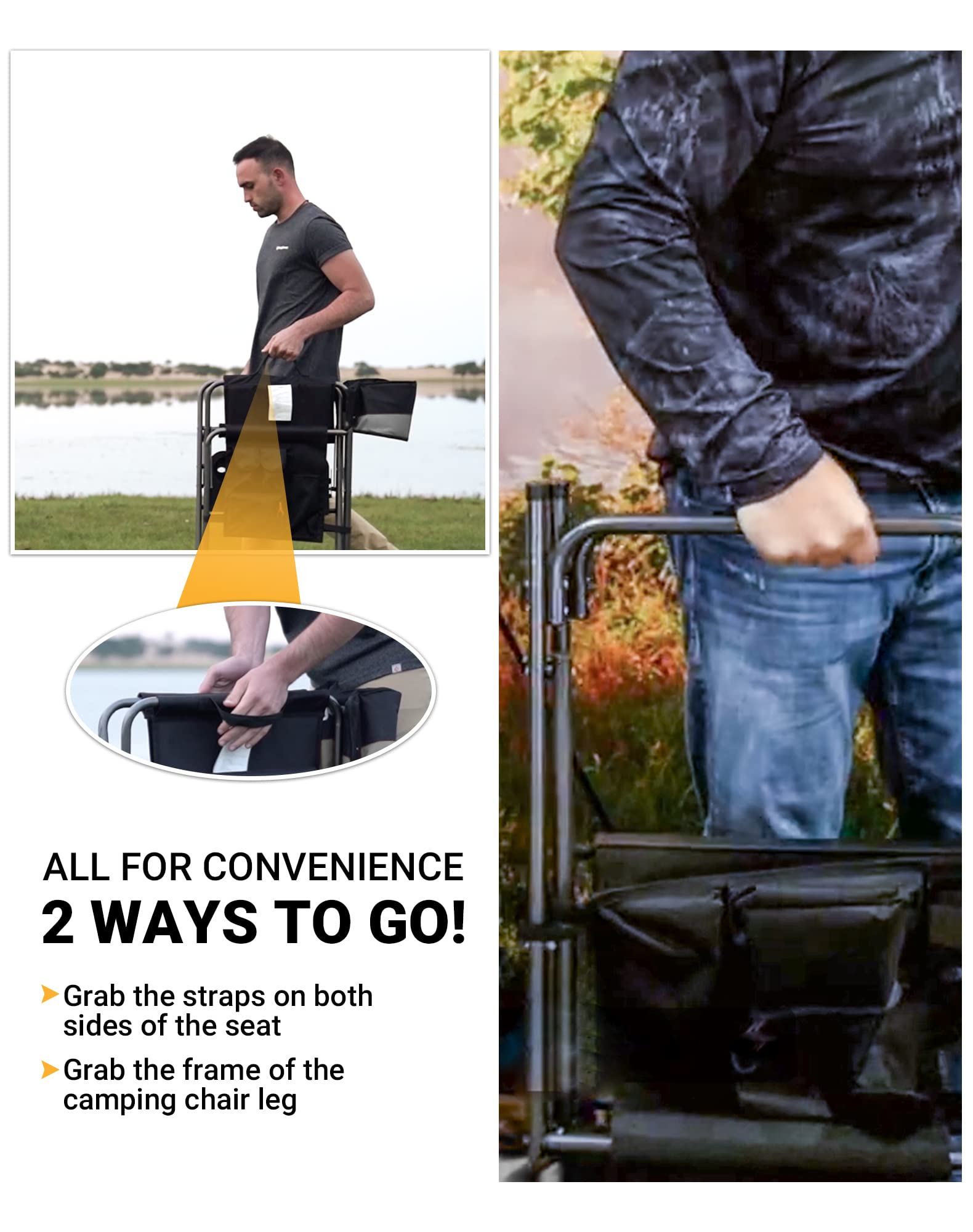 KingCamp Folding Camping Chairs for Adluts Heavy Duty Directors Chair with Cooler Bag and Side Table Support up to 150KG