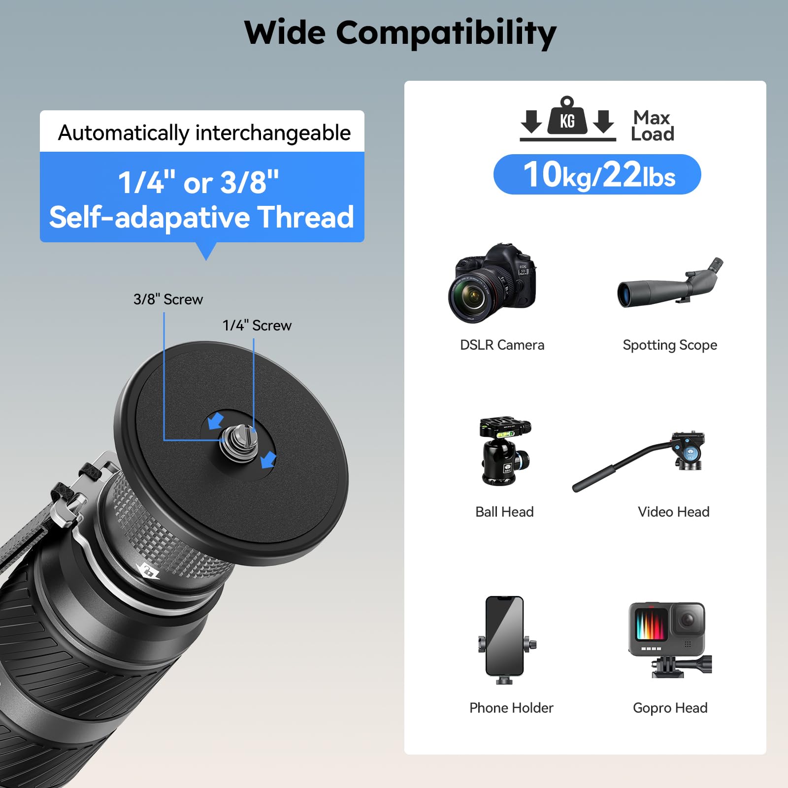 SIRUI SVM-145 Camera Monopod with Feet for Photography, 145cm Carbon Fibre Camera Monopod with Removable Tripod Stand Base, for DSLR, Camcorder, Max Load 10kg