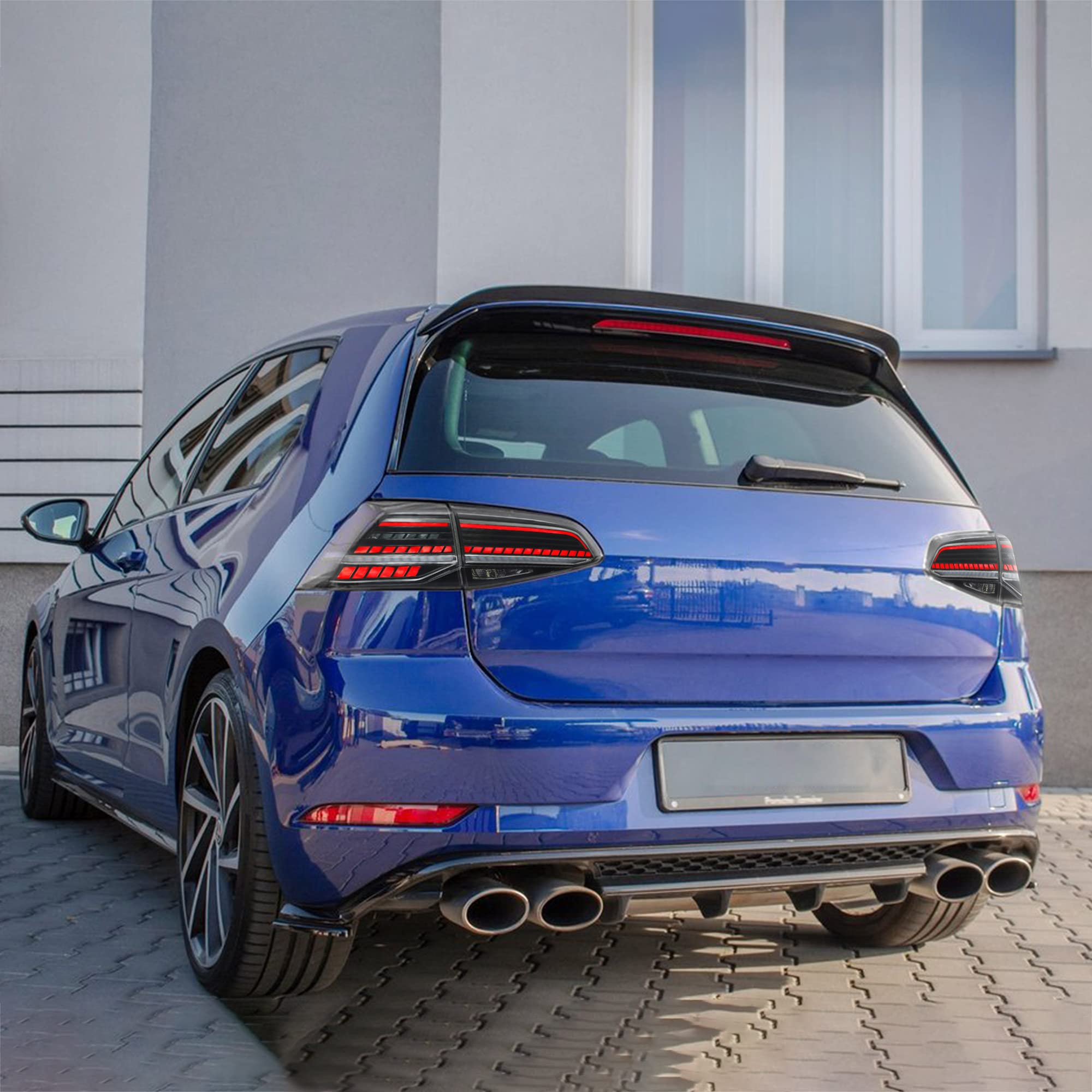 VLAND LED Rear Lights compatible with Golf MK7 Golf MK7.5 Hatchback 2012-2020 [Not fit MK7.5 GTI & R], w/Sequential indicator, Driver & Passenger Side - Red