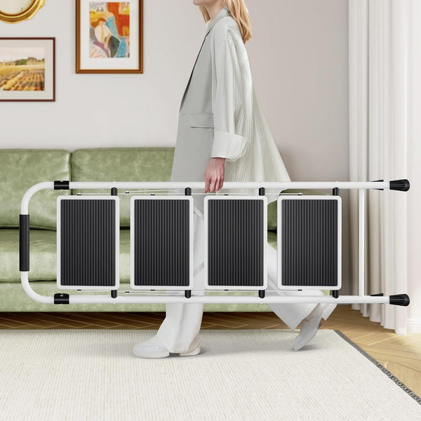 KINGRACK Folding 3-Step Ladder with Non-Slip Pedals, Sturdy Steel, Lightweight & Portable, Red