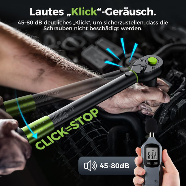 ETOOLAB 1/2 Torque Wrench Dual-Range【20-230Nm/10-170lbf-ft】±3% Precision, 72 Tooth Dual-Direction Adjustable Torque Wrench for Bicycle, Moto, Car Maintenance—3pcs