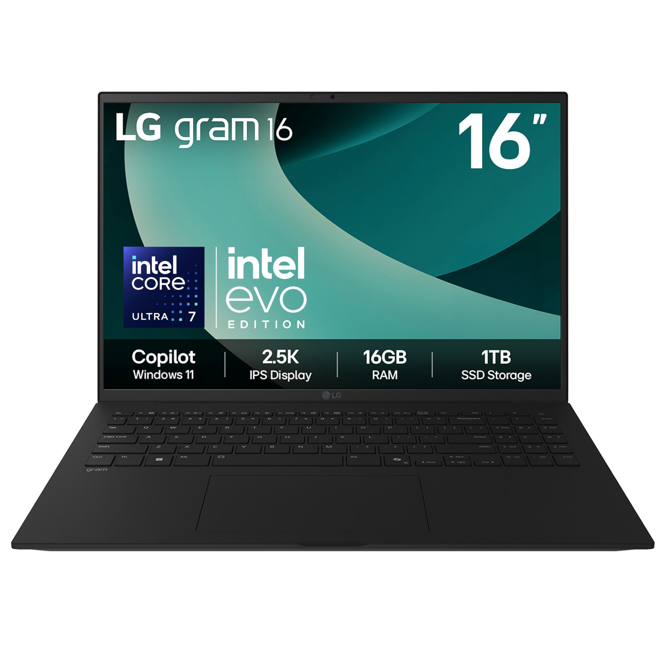 LG gram 16Z90TL - 16 Inch 2.5K IPS Ultra-Lightweight Laptop, Intel Core Ultra 7 256V 47TOPS NPU - EVO Edition, 16GB RAM, 1TB SSD, Windows 11 Home, gram Hybrid AI, Copilot+ PC, Black (2025)