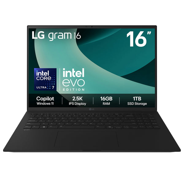 LG gram 16Z90TL - 16 Inch 2.5K IPS Ultra-Lightweight Laptop, Intel Core Ultra 7 256V 47TOPS NPU - EVO Edition, 16GB RAM, 1TB SSD, Windows 11 Home, gram Hybrid AI, Copilot+ PC, Black (2025)