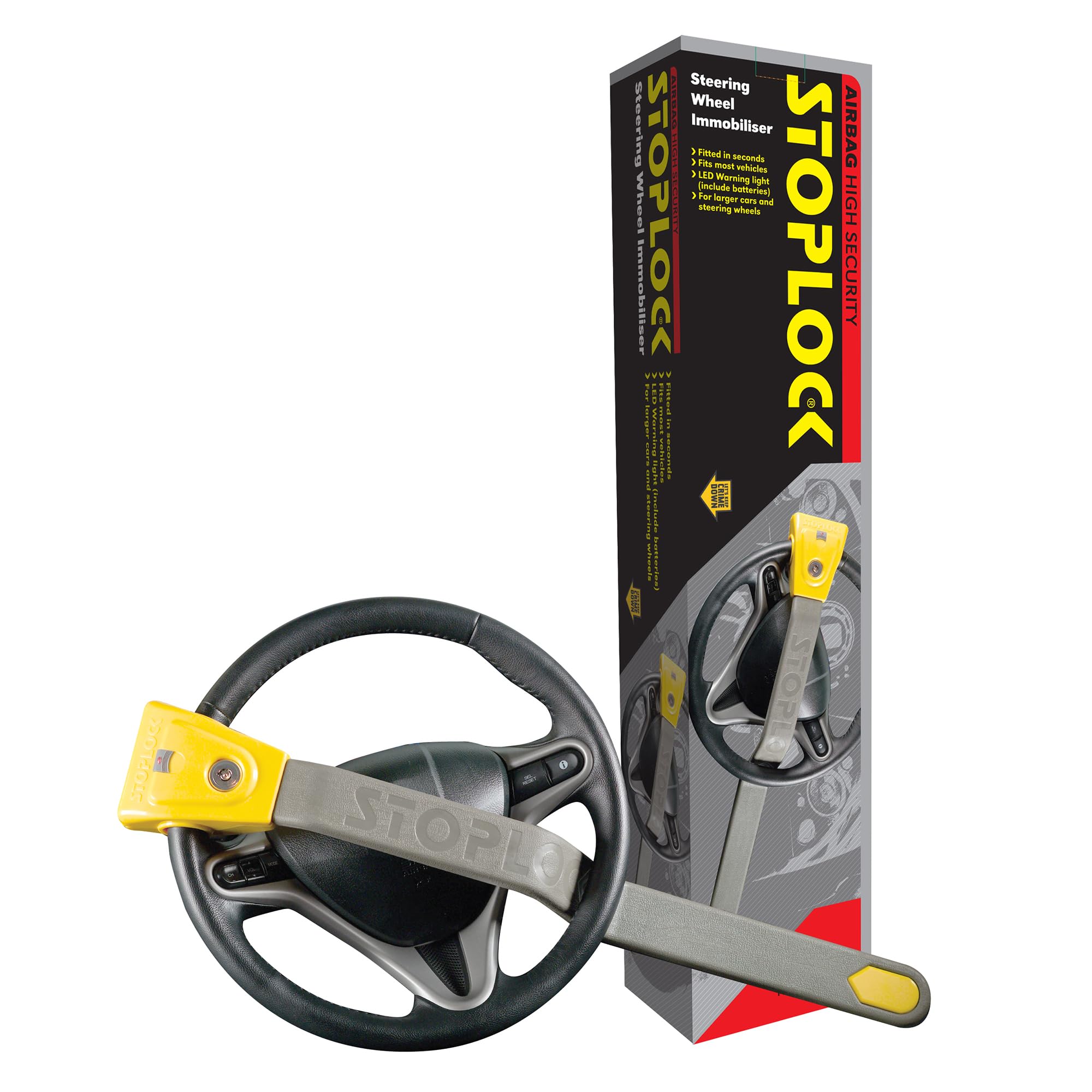 Stoplock Wheel Clamp HG 400-00 - Anti-Theft Lock Device for Small-Wheeled Cars Caravans Trailers With 13" to 15" Wheels , Yellow