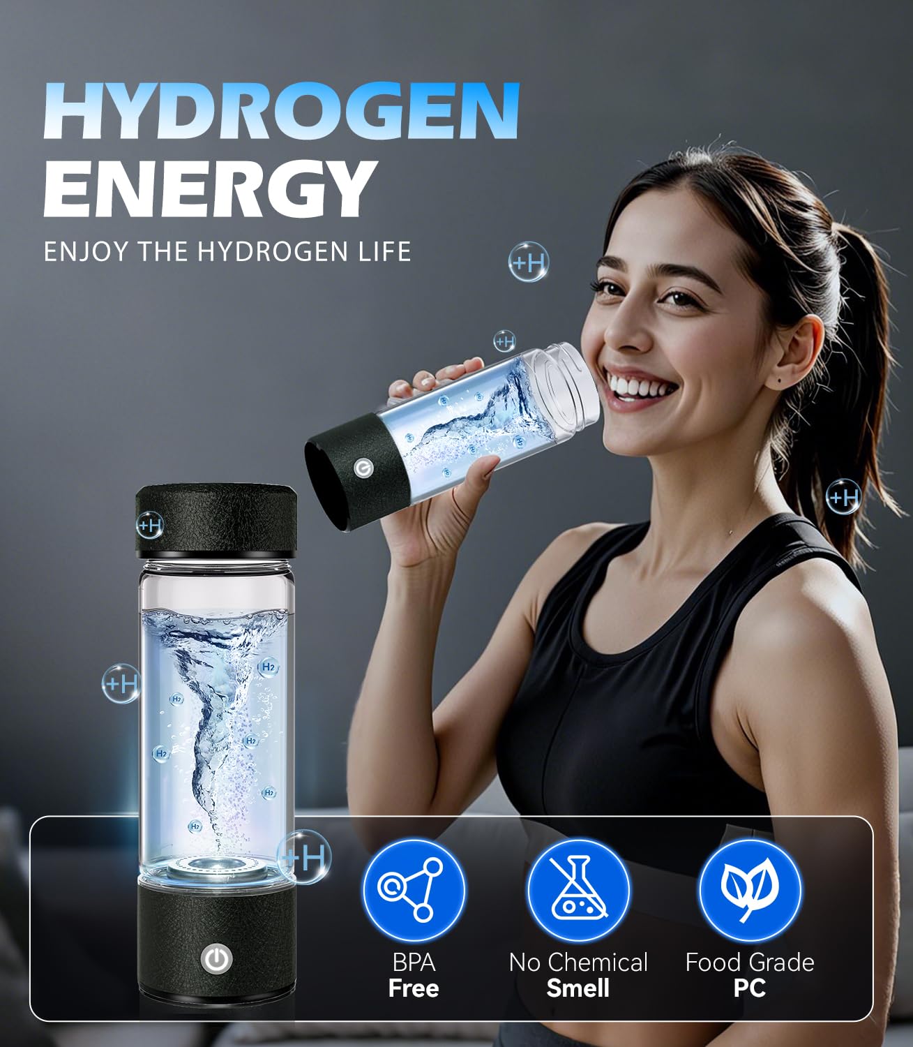 2025 Upgraded Hydrogen Water Bottle 8.0【 Authoritative Certified - 3000 PPB】Hydro Water Bottle 100% Leak Proof【8-Hour Hydrogen Lock】PEM/SPE Technology Produces Hydrogen Water with Purity of 99.99%