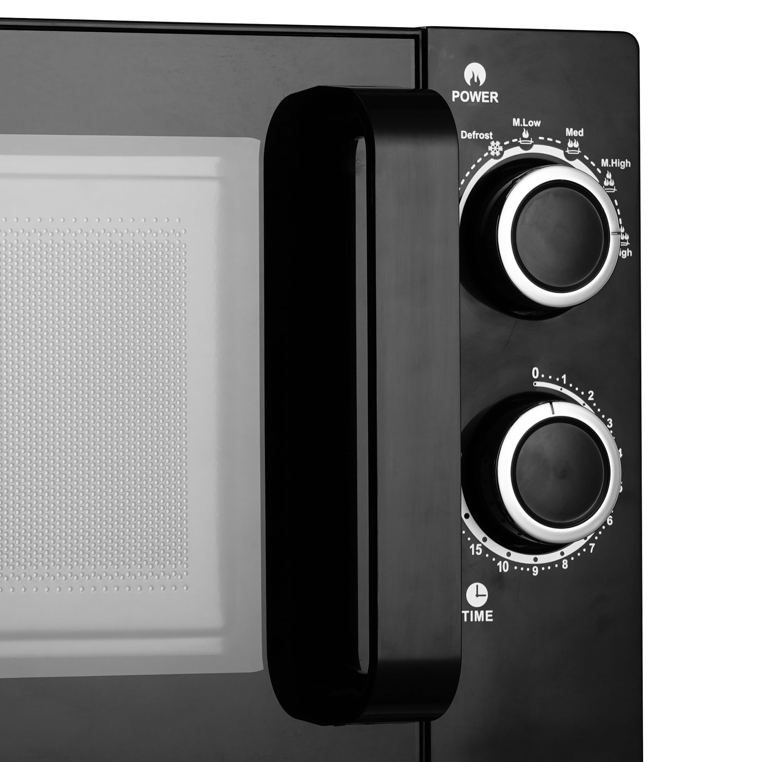 Haden 800W Black Microwave Oven - 20L, 6 Power Levels, Defrost Function, Easy-to-Use Timer, Glass Turntable, Compact Design, Ideal for Small Kitchens,