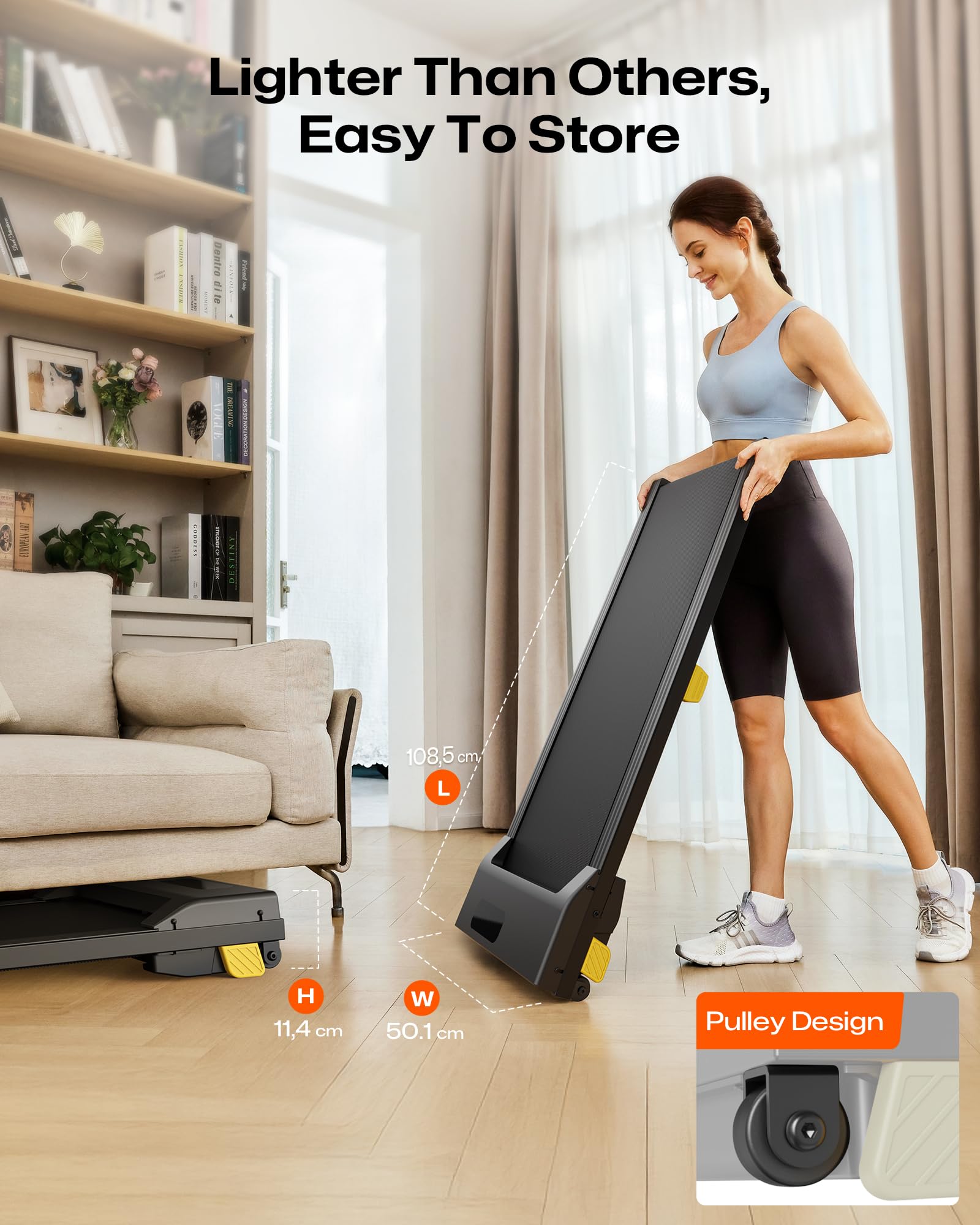 Walking Treadmills for Home, Compact Walking Pad with 38x90cm Running Area, Shock Absorption, Remote Control and LED Display